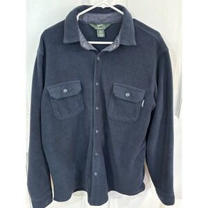 Woolrich Navy Blue button-down fleece shirt jacke Size Large